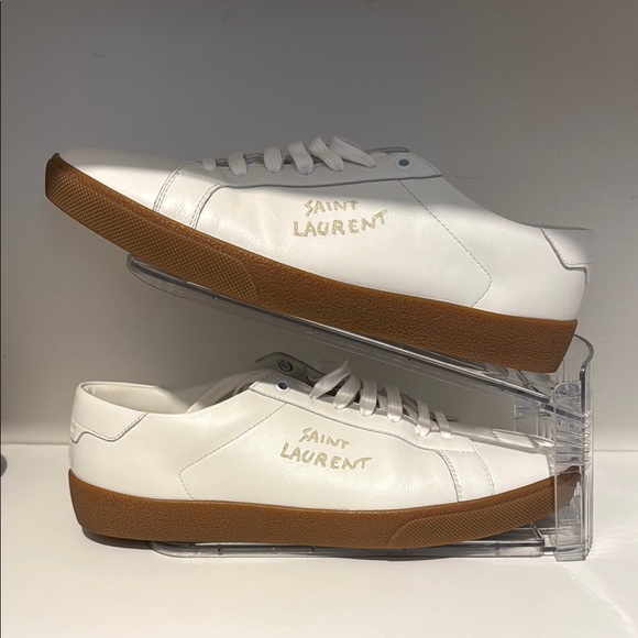 Saint Laurent White and Brown Sneakers Minimalist Design - Picture 2 of 15